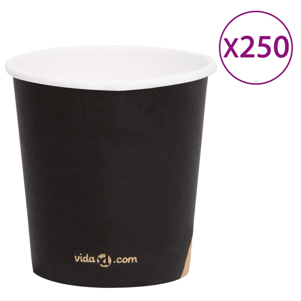 Berkfield Coffee Paper Cups 120 ml 250 pcs Black