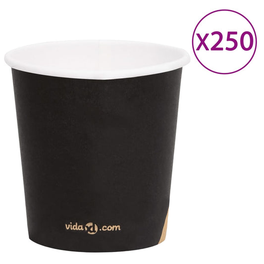 Berkfield Coffee Paper Cups 120 ml 250 pcs Black