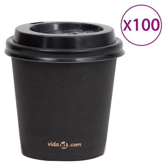 Berkfield Coffee Paper Cups with Lids 120 ml 100 pcs Black