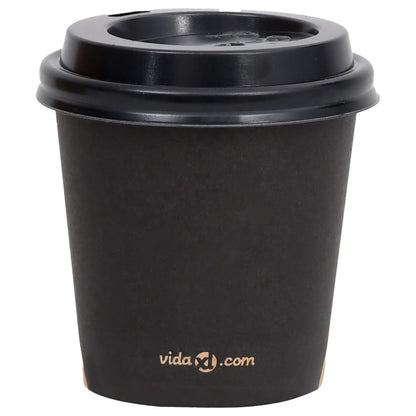 Berkfield Coffee Paper Cups with Lids 120 ml 100 pcs Black