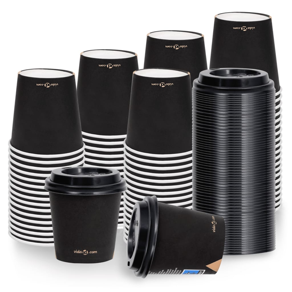 Berkfield Coffee Paper Cups with Lids 120 ml 100 pcs Black