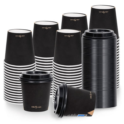 Berkfield Coffee Paper Cups with Lids 120 ml 100 pcs Black