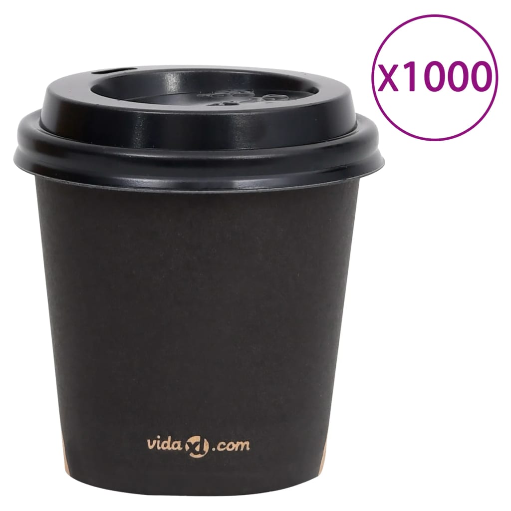 Berkfield Coffee Paper Cups with Lids 120 ml 1000 pcs Black