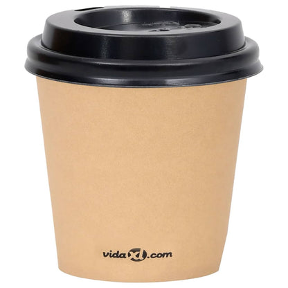 Berkfield Coffee Paper Cups with Lids 120 ml 100 pcs Brown