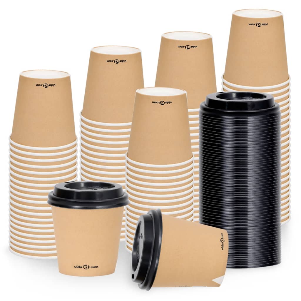 Berkfield Coffee Paper Cups with Lids 120 ml 100 pcs Brown