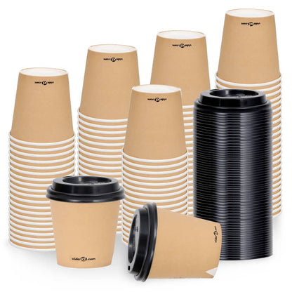 Berkfield Coffee Paper Cups with Lids 120 ml 100 pcs Brown