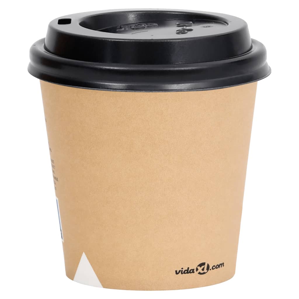 Berkfield Coffee Paper Cups with Lids 120 ml 100 pcs Brown