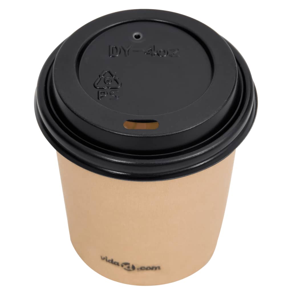 Berkfield Coffee Paper Cups with Lids 120 ml 100 pcs Brown