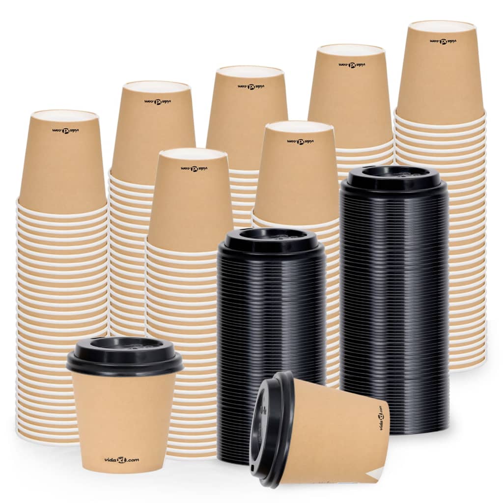 Berkfield Coffee Paper Cups with Lids 120 ml 500 pcs Brown