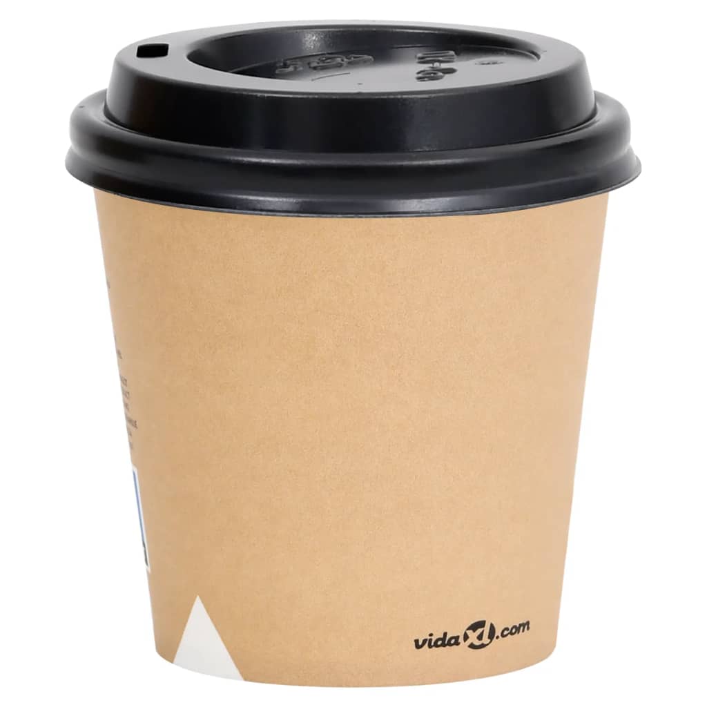 Berkfield Coffee Paper Cups with Lids 120 ml 500 pcs Brown