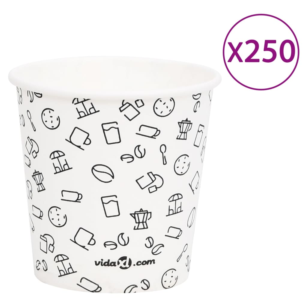 Berkfield Coffee Paper Cups 120 ml 250 pcs White and Black
