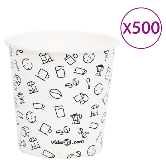 Berkfield Coffee Paper Cups 120 ml 500 pcs White and Black
