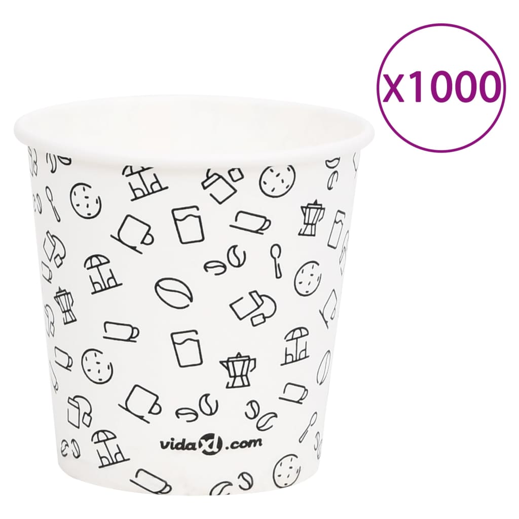 Berkfield Coffee Paper Cups 120 ml 1000 pcs White and Black