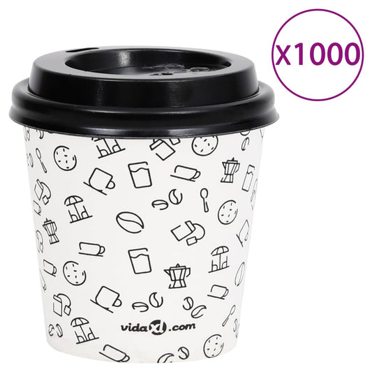 Berkfield Coffee Paper Cups with Lids 120 ml 1000 pcs White and Black