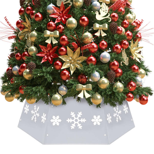 Berkfield Christmas Tree Skirt Silver and White �_�”�_68x25 cm