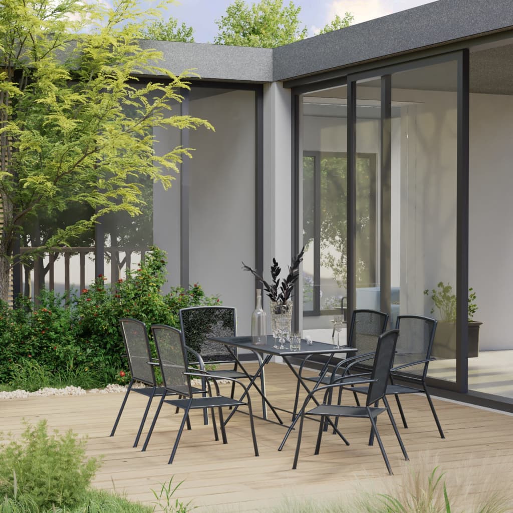 Berkfield 7 Piece Garden Dining Set Steel Anthracite