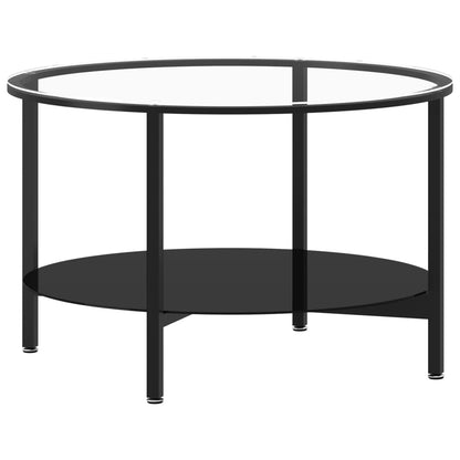 Berkfield Tea Table Black and Transparent 70 cm Tempered Glass