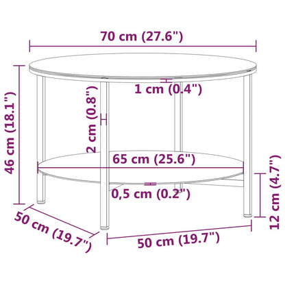 Berkfield Tea Table Black and Transparent 70 cm Tempered Glass