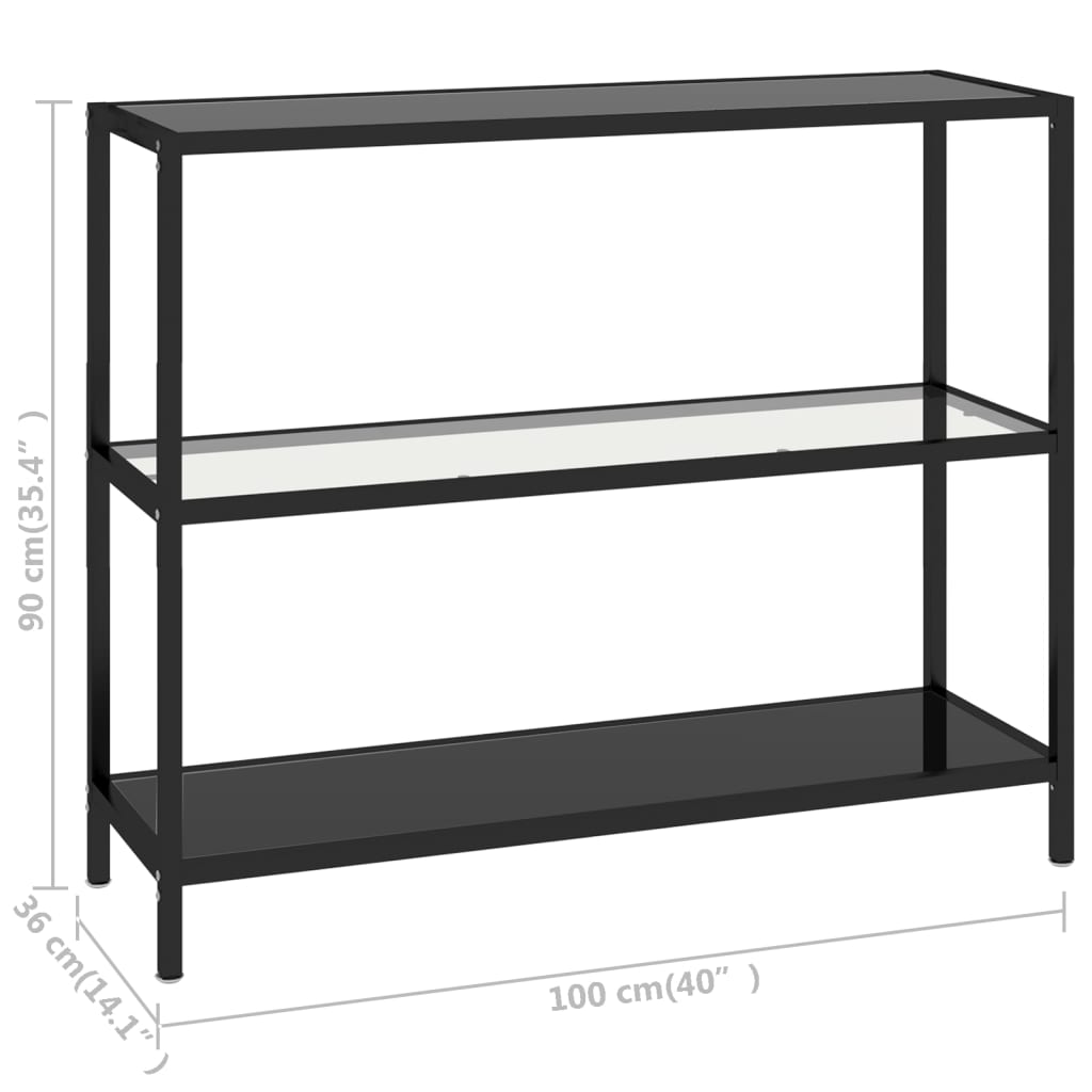 Berkfield Shelf Transparent and Black 100x36x90 cm Tempered Glass