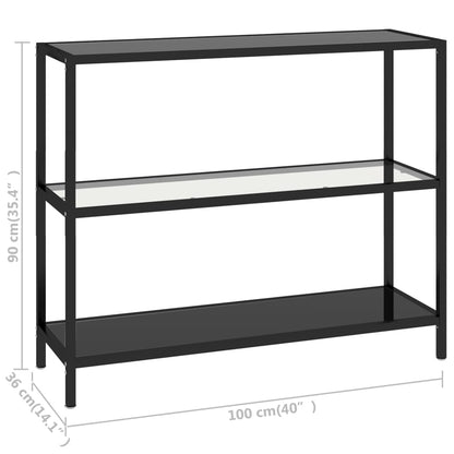 Berkfield Shelf Transparent and Black 100x36x90 cm Tempered Glass