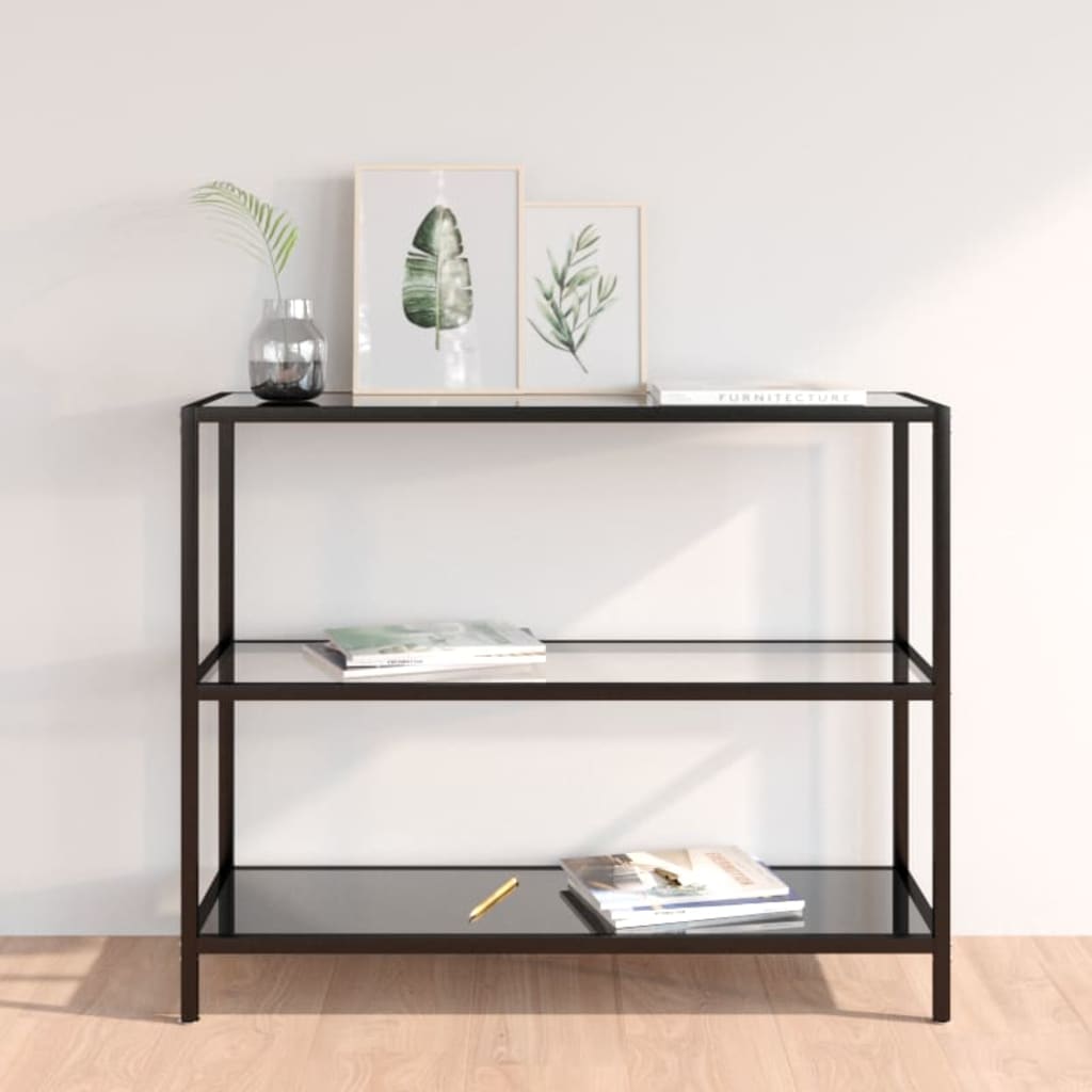 Berkfield Shelf Transparent and Black 100x36x90 cm Tempered Glass