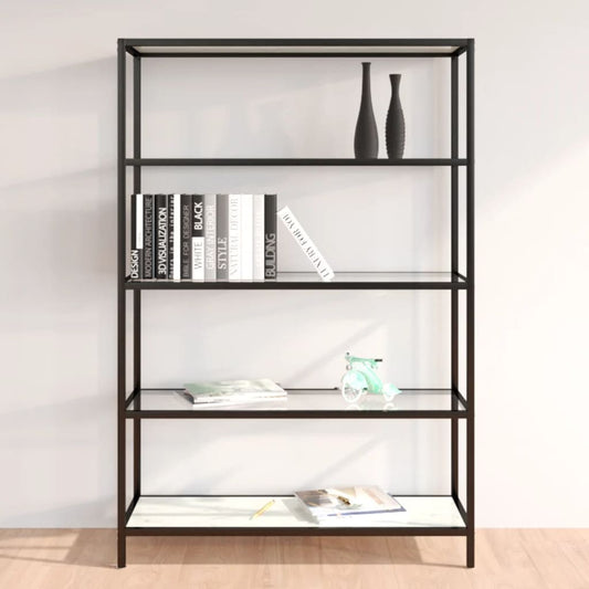 Berkfield Shelf White Marble and Transparent 100x36x168 cm Tempered Glass