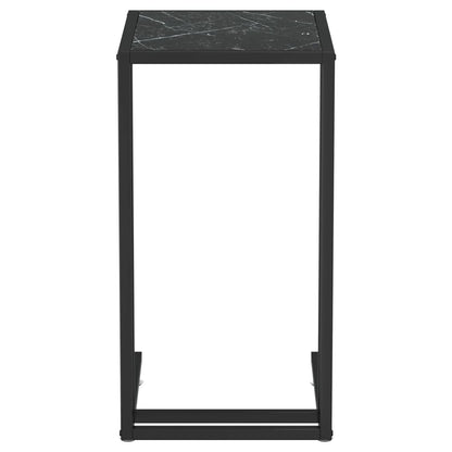 Berkfield Computer Side Table Black Marble 50x35x65 cm Tempered Glass