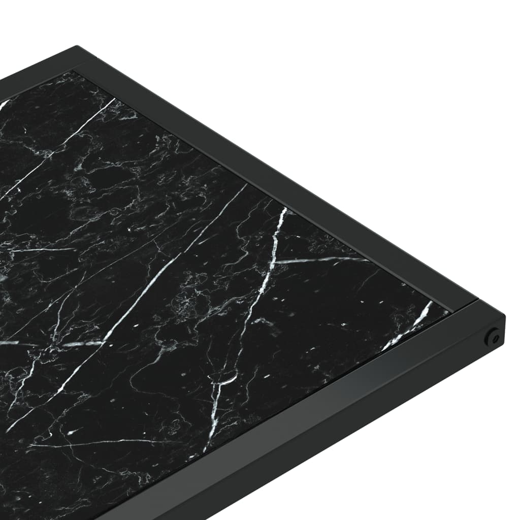 Berkfield Computer Side Table Black Marble 50x35x65 cm Tempered Glass