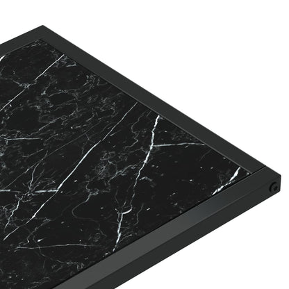 Berkfield Computer Side Table Black Marble 50x35x65 cm Tempered Glass