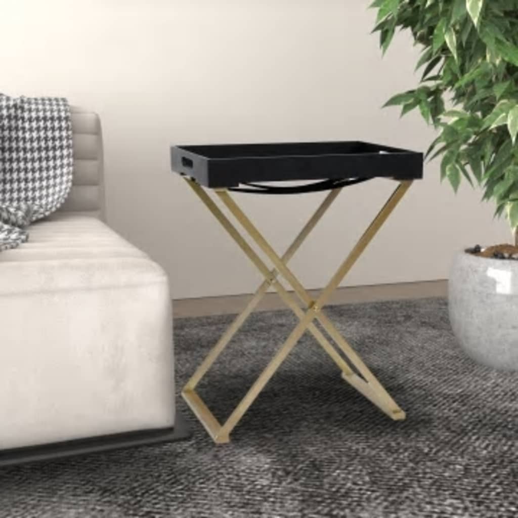 Berkfield Folding Table Gold and Black 48x34x61 cm MDF