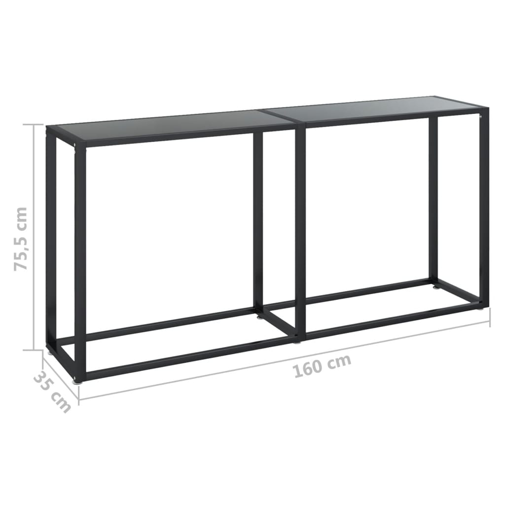 Berkfield Console Table Black 160x35x75.5cm Tempered Glass