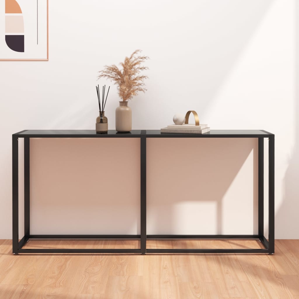 Berkfield Console Table Black 160x35x75.5cm Tempered Glass