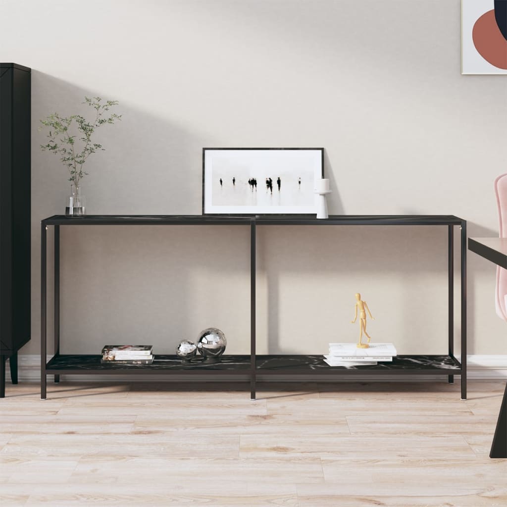 Berkfield Console Table Black 180x35x75.5 cm Tempered Glass