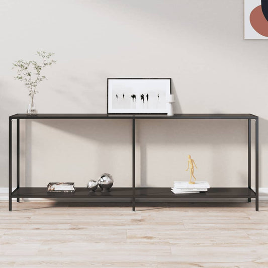 Berkfield Console Table Black 200x35x75.5 cm Tempered Glass