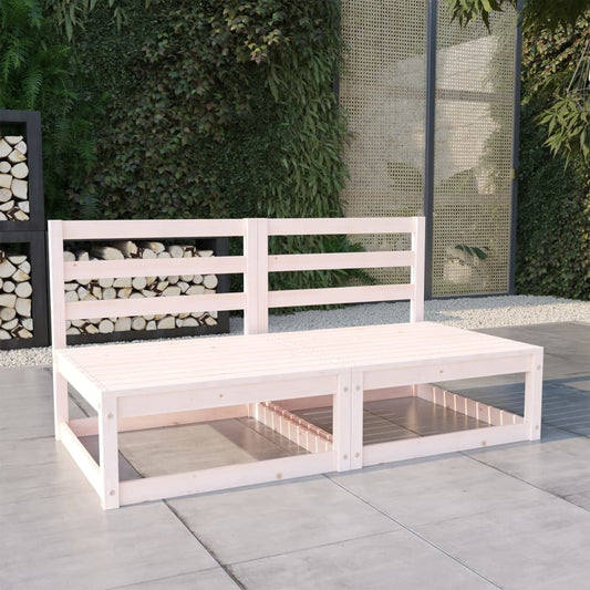 Berkfield Garden 2-Seater Sofa White Solid Pinewood