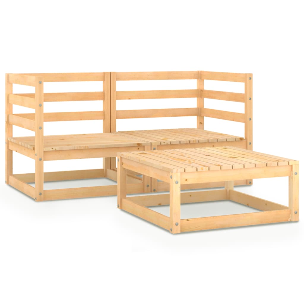 Berkfield 3 Piece Garden Lounge Set Solid Wood Pine