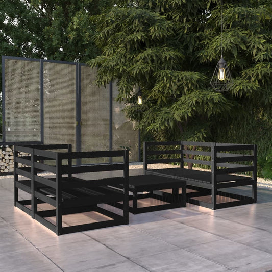 Berkfield 5 Piece Garden Lounge Set Black Solid Wood Pine