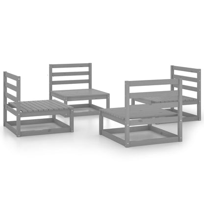 Berkfield 4 Piece Garden Lounge Set Grey Solid Pinewood