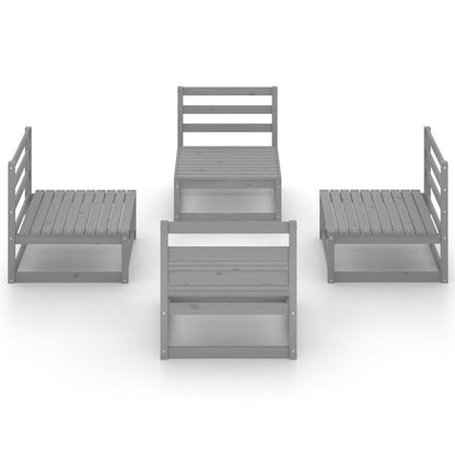 Berkfield 4 Piece Garden Lounge Set Grey Solid Pinewood