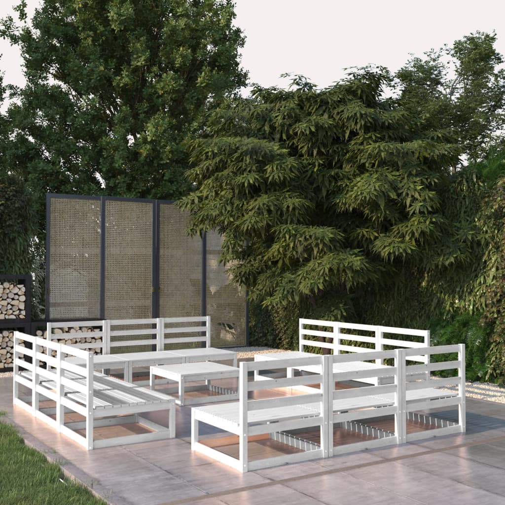 Berkfield 13 Piece Garden Lounge Set White Solid Wood Pine