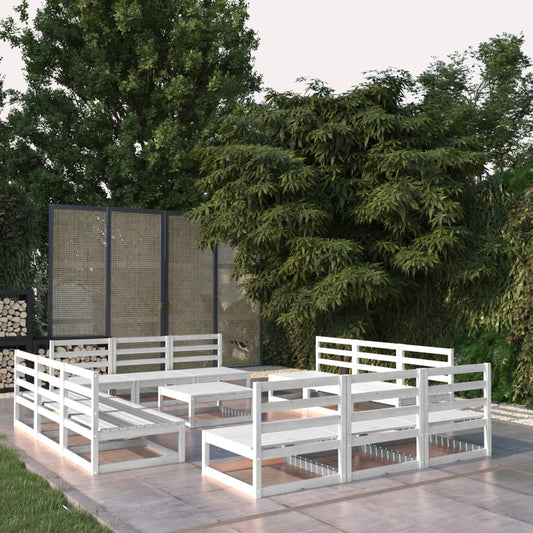 Berkfield 13 Piece Garden Lounge Set White Solid Wood Pine