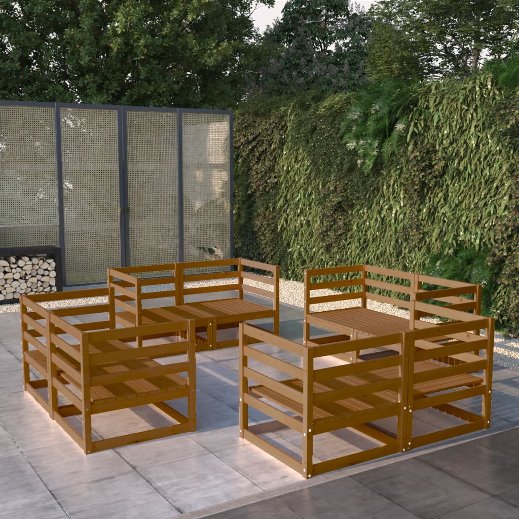 Berkfield 8 Piece Garden Lounge Set Honey Brown Solid Pinewood