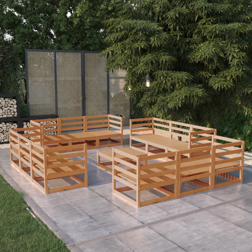 Berkfield 13 Piece Garden Lounge Set Honey Brown Solid Pinewood