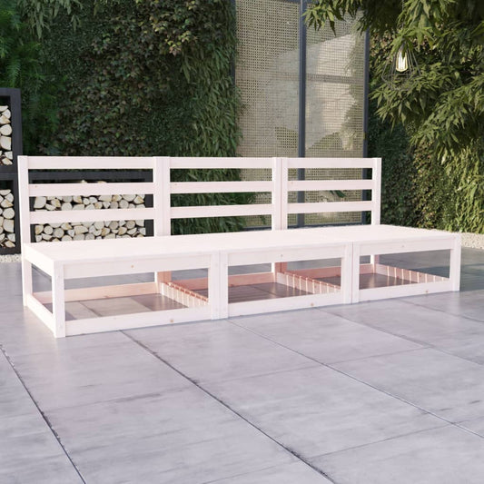 Berkfield Garden 3-Seater Sofa White Solid Pinewood