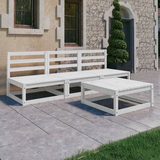 Berkfield 4 Piece Garden Lounge Set White Solid Wood Pine