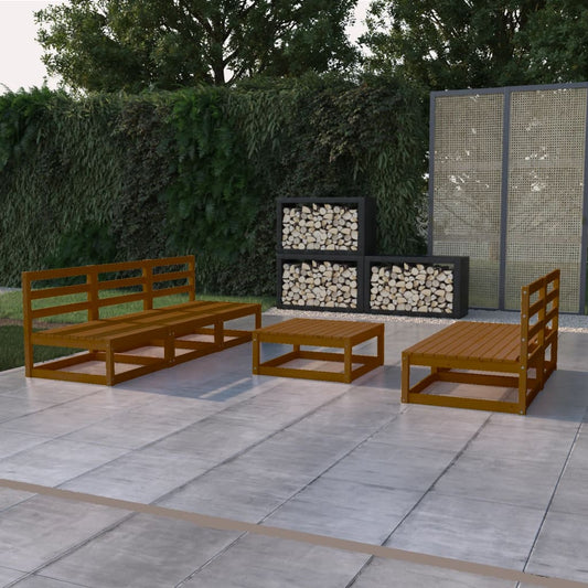 Berkfield 6 Piece Garden Lounge Set Honey Brown Solid Pinewood