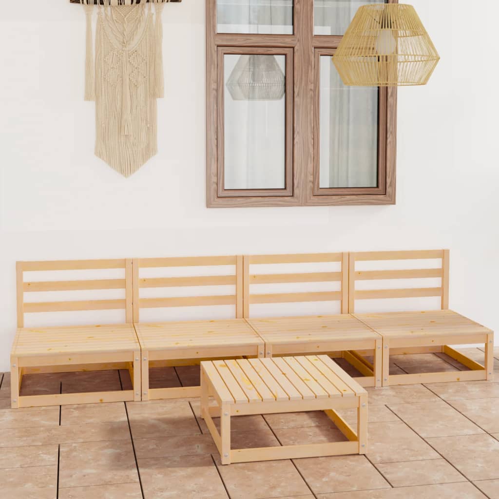 Berkfield 5 Piece Garden Lounge Set Solid Wood Pine