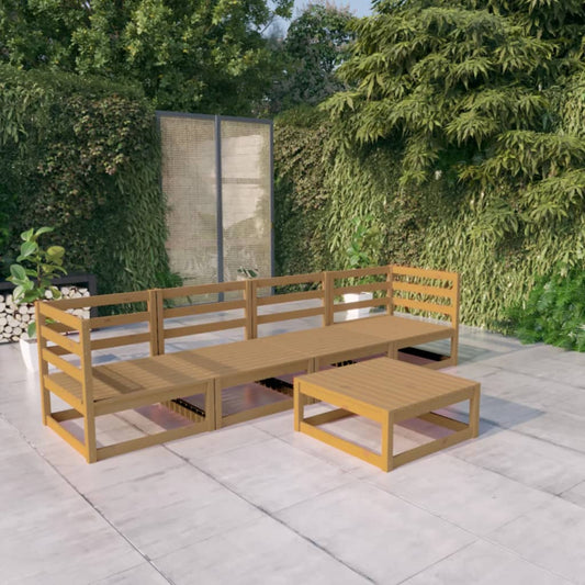 Berkfield 5 Piece Garden Lounge Set Honey Brown Solid Wood Pine