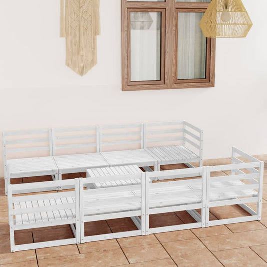 Berkfield 9 Piece Garden Lounge Set White Solid Wood Pine