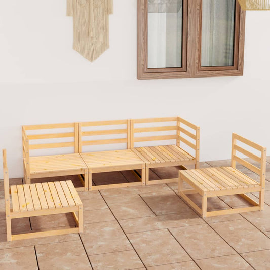 Berkfield 5 Piece Garden Lounge Set Solid Wood Pine